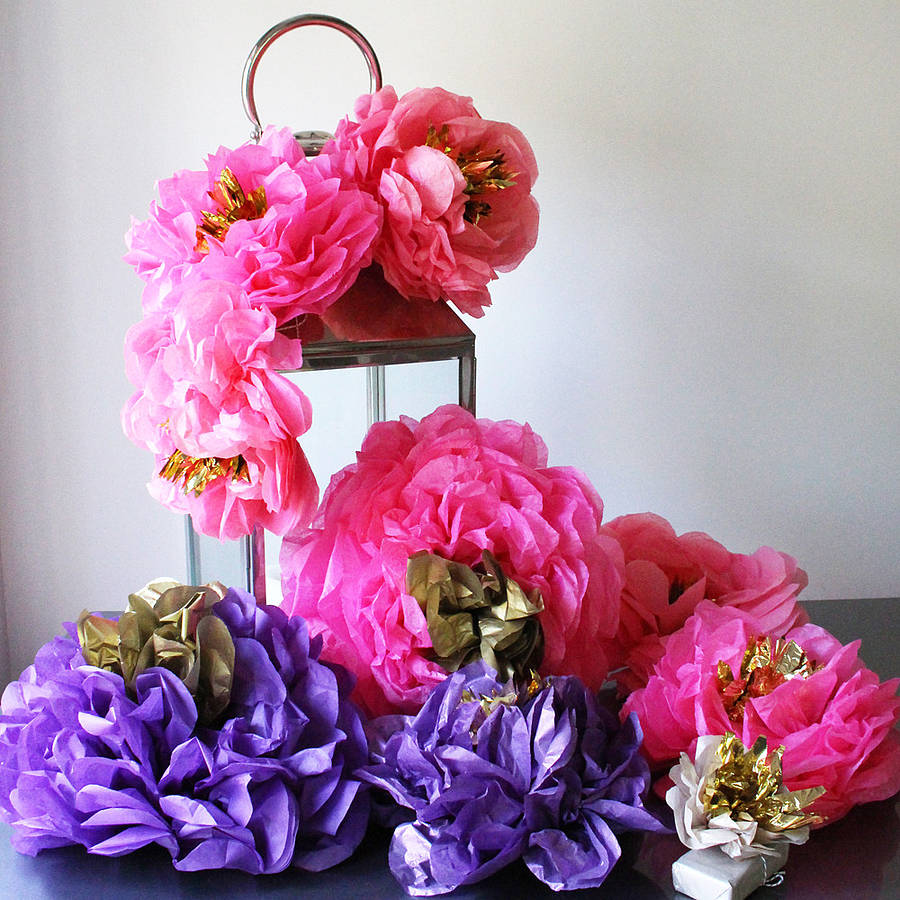 hand cut tissue fiesta paper flowers by pearl and earl