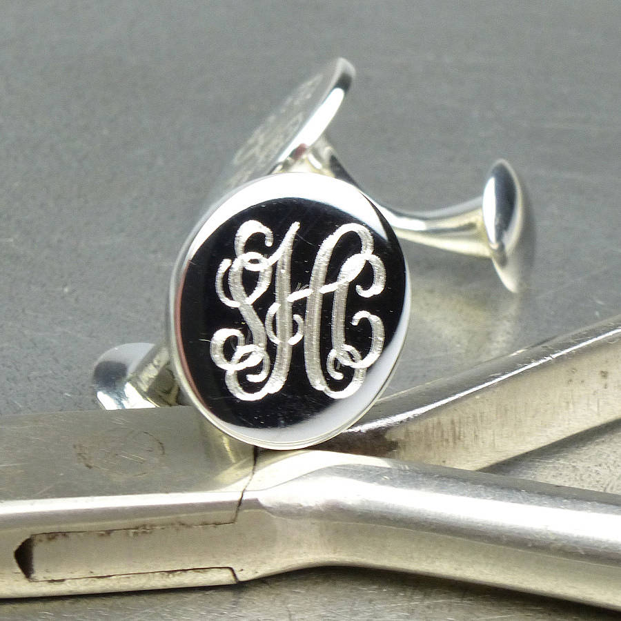 monogram silver cufflinks by hersey silversmiths | 0