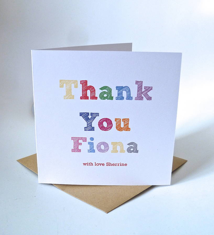 personalised thank you card by creations