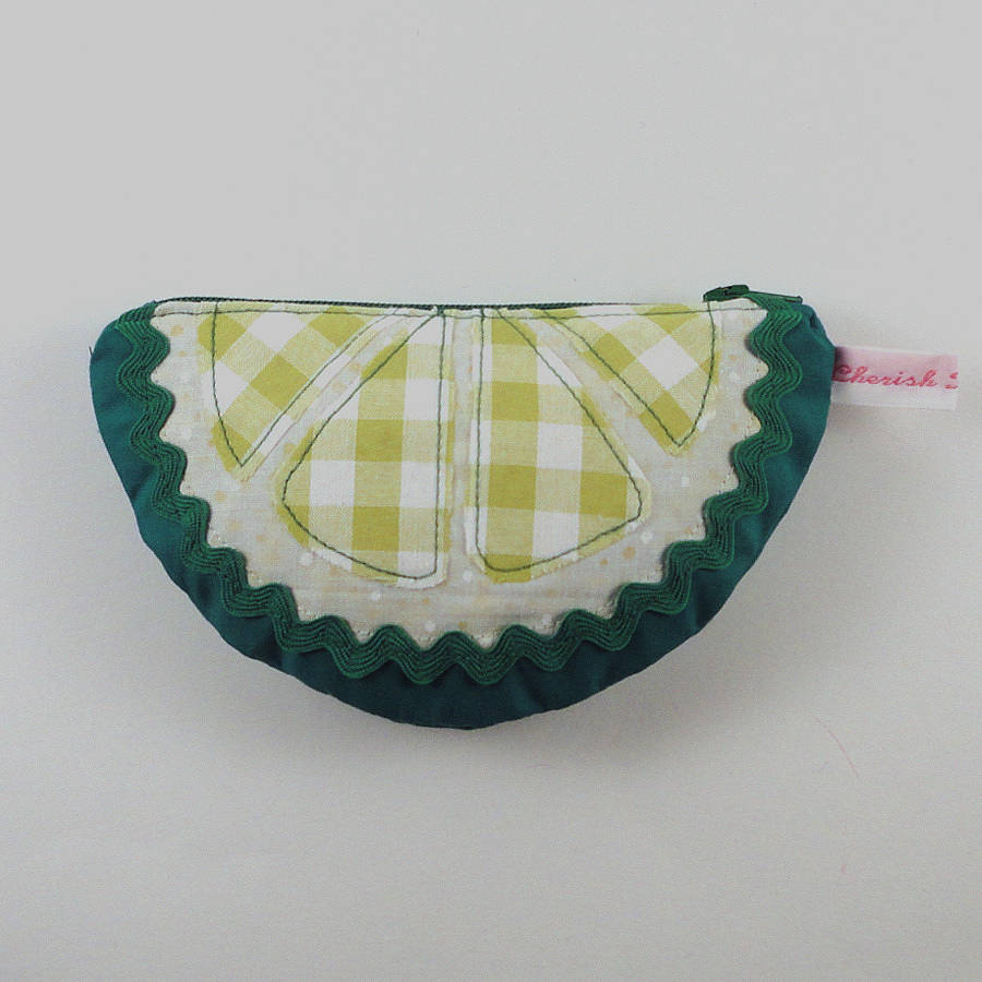 slice of lime coin purse by cherish handmade