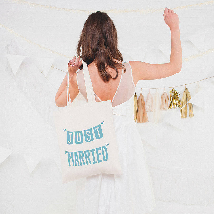 'just married' tote bag by alphabet bags