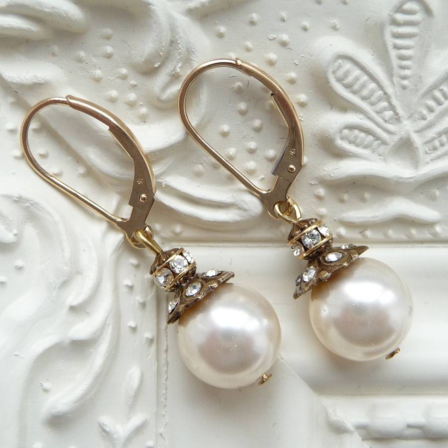 antique style gold leverback earrings by katherine swaine