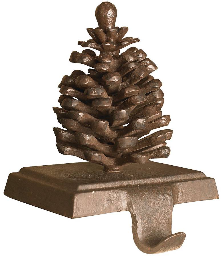 cast iron pine cone christmas stocking holder by dibor