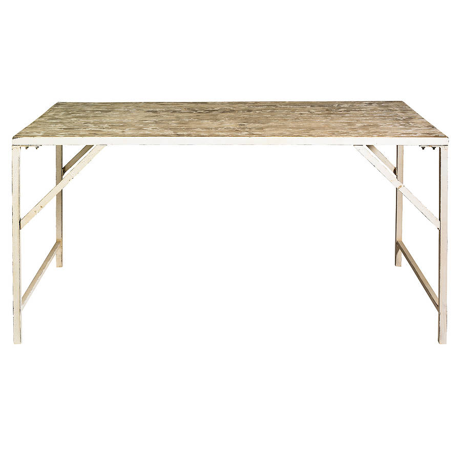warehouse table with metal legs by bell & blue
