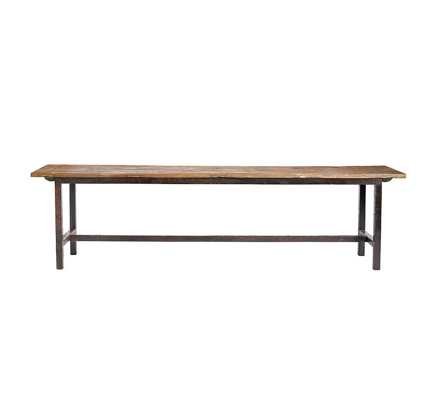 wooden bench with metal legs by bell &amp; blue ...