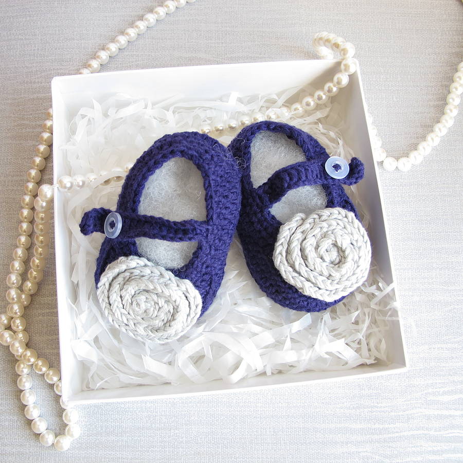 hand crochet purple baby shoes by attic 