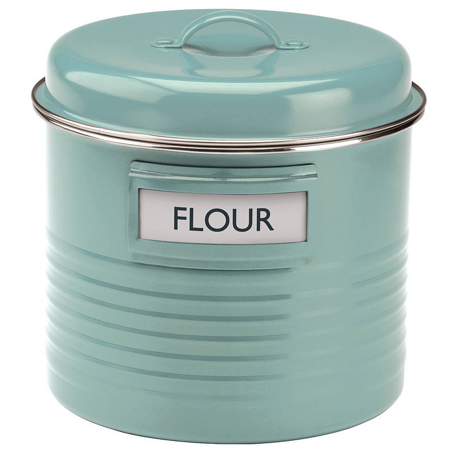 vintage blue flour storage tin by dibor