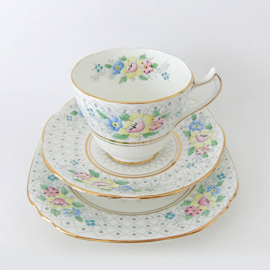 hand painted vintage china tea set by peony and thistle