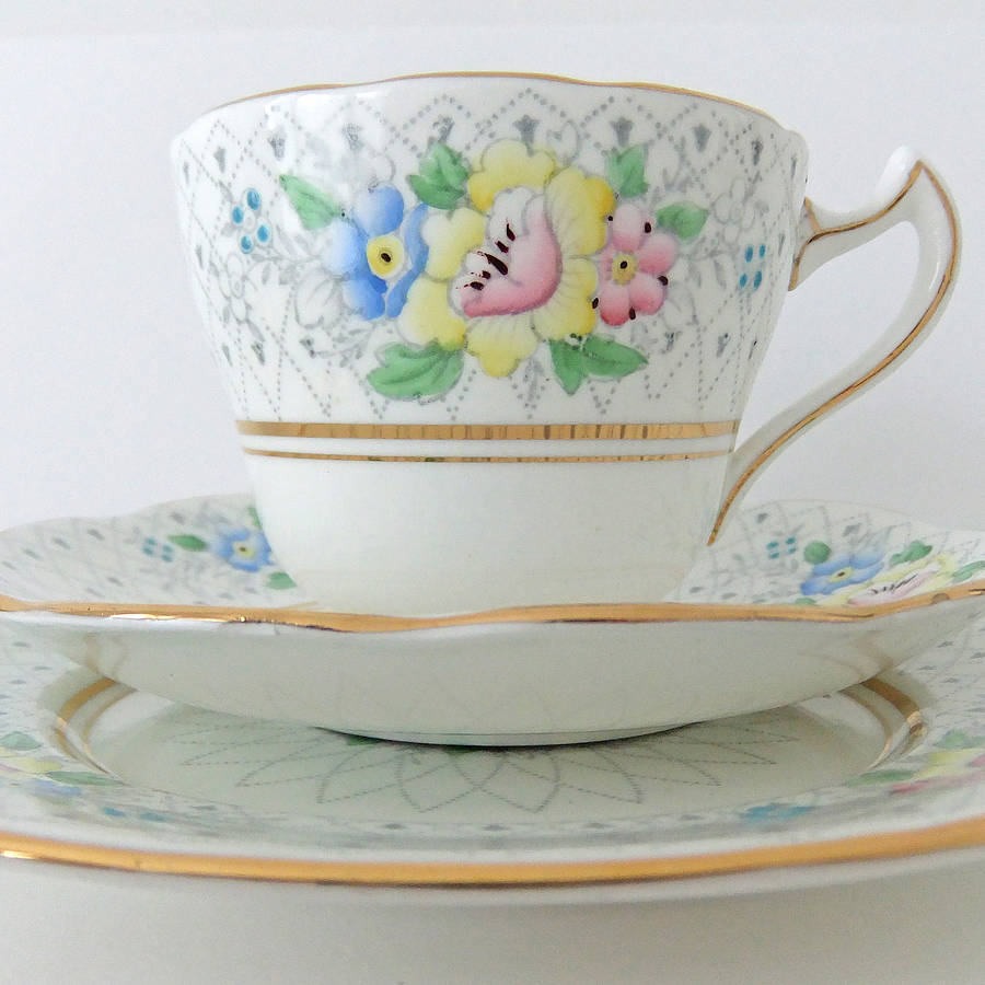 hand painted vintage china tea set by peony and thistle