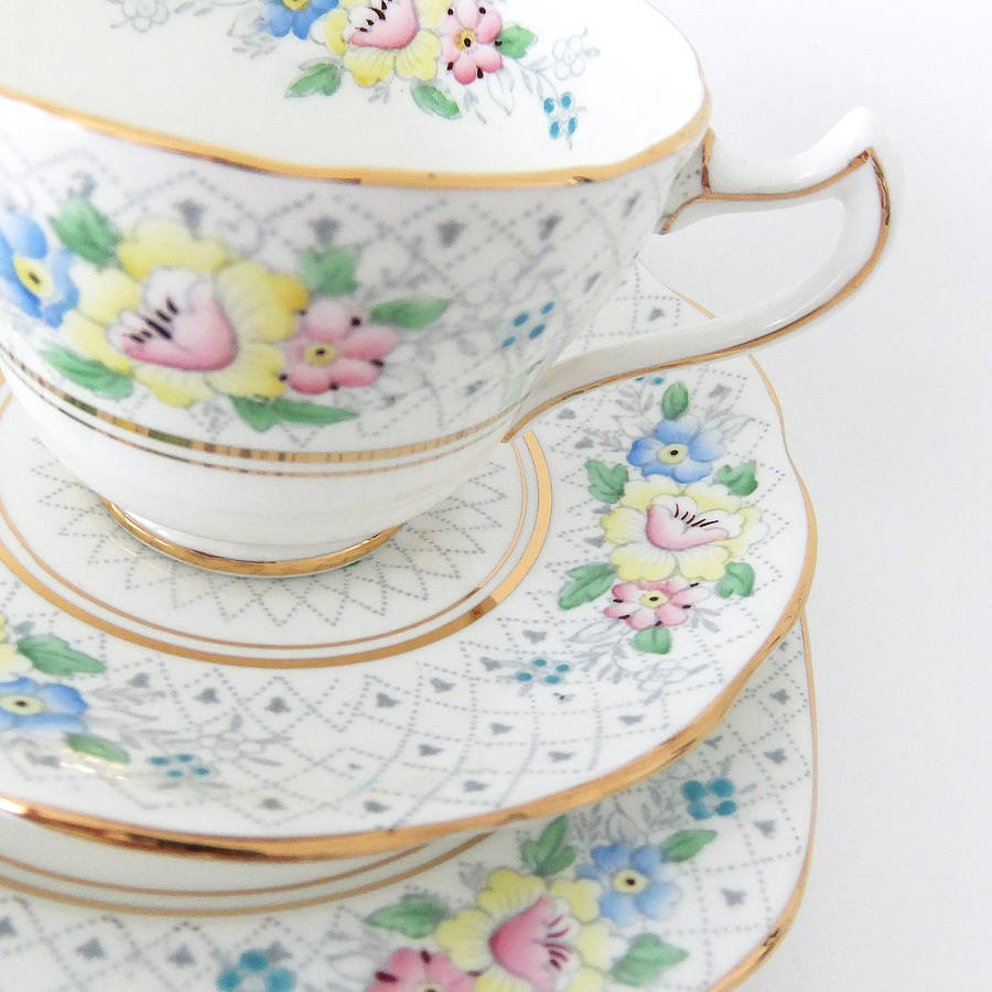 hand painted vintage china tea set by peony and thistle