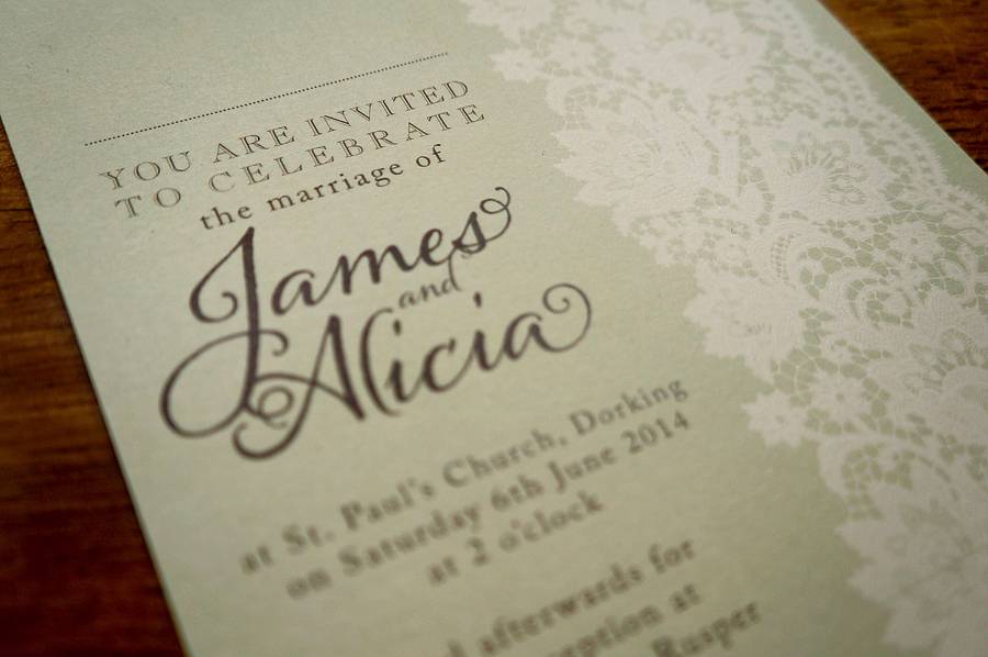 Vintage lace wedding invitations uk