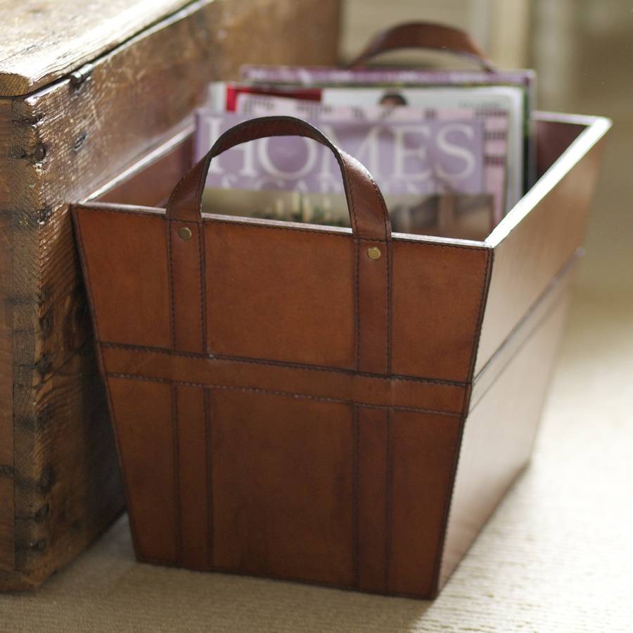 leather storage basket by life of riley