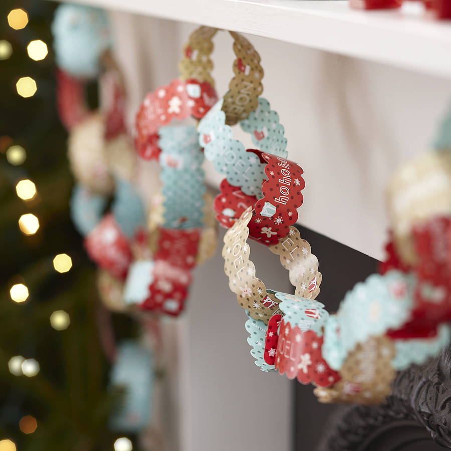 Ten metres vintage christmas paper chain decorations by ginger ray ...