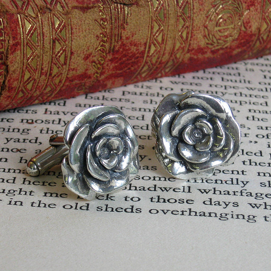 rose cufflinks by faith tavender jewellery