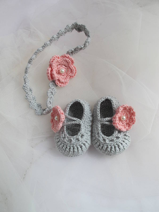 458 New baby headbands high street 133 hand crochet baby shoes with headband by attic   notonthehighstreet   