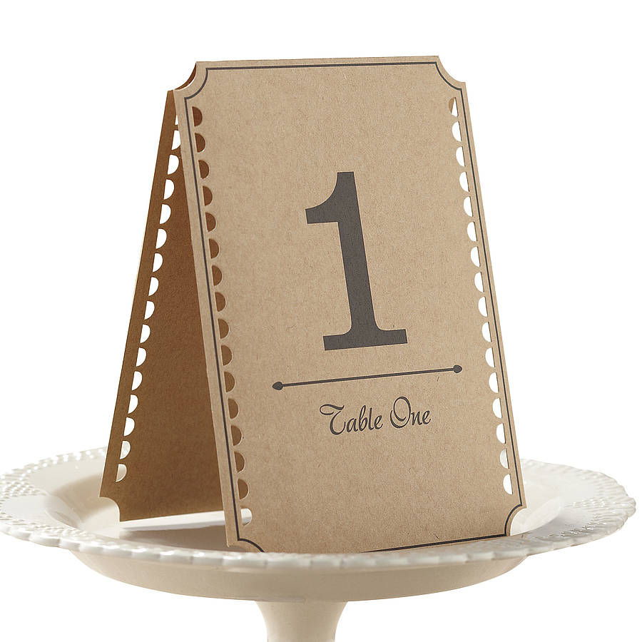 rustic brown kraft wedding table numbers by ginger ray