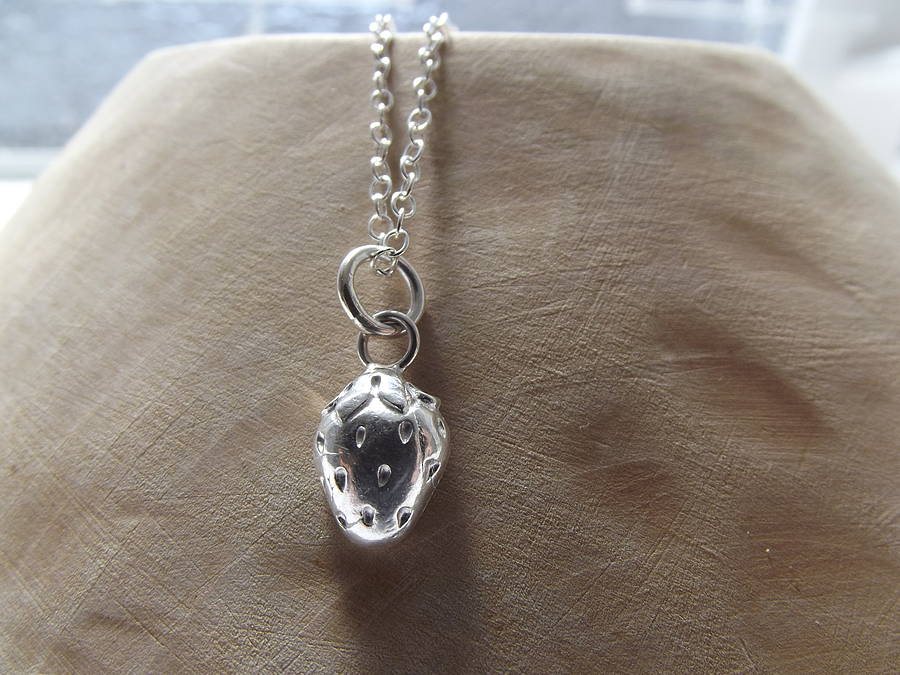 silver strawberry necklace by lucy kemp silver jewellery