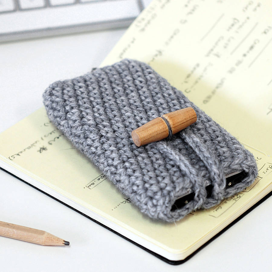 Handmade Wool Phone Case With Toggle Button By Toggle