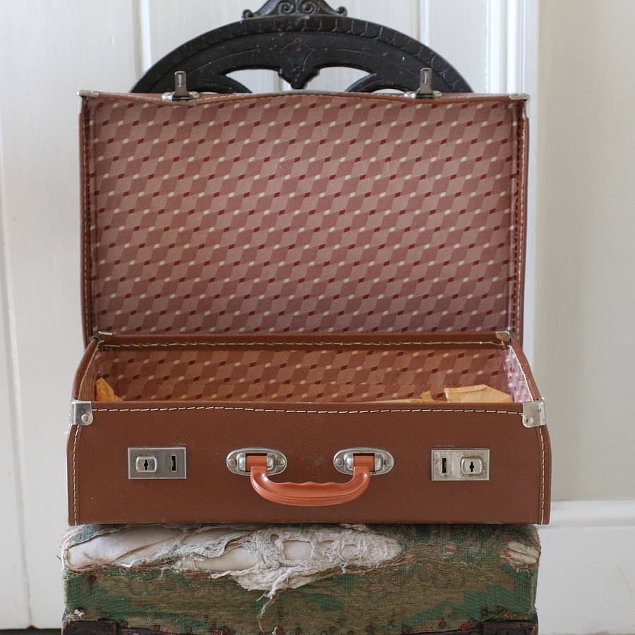 vintage small faux leather suitcase by magpie living