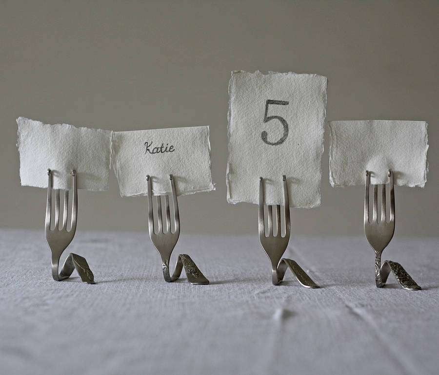 set of four fork place card holders by the wedding of my dreams