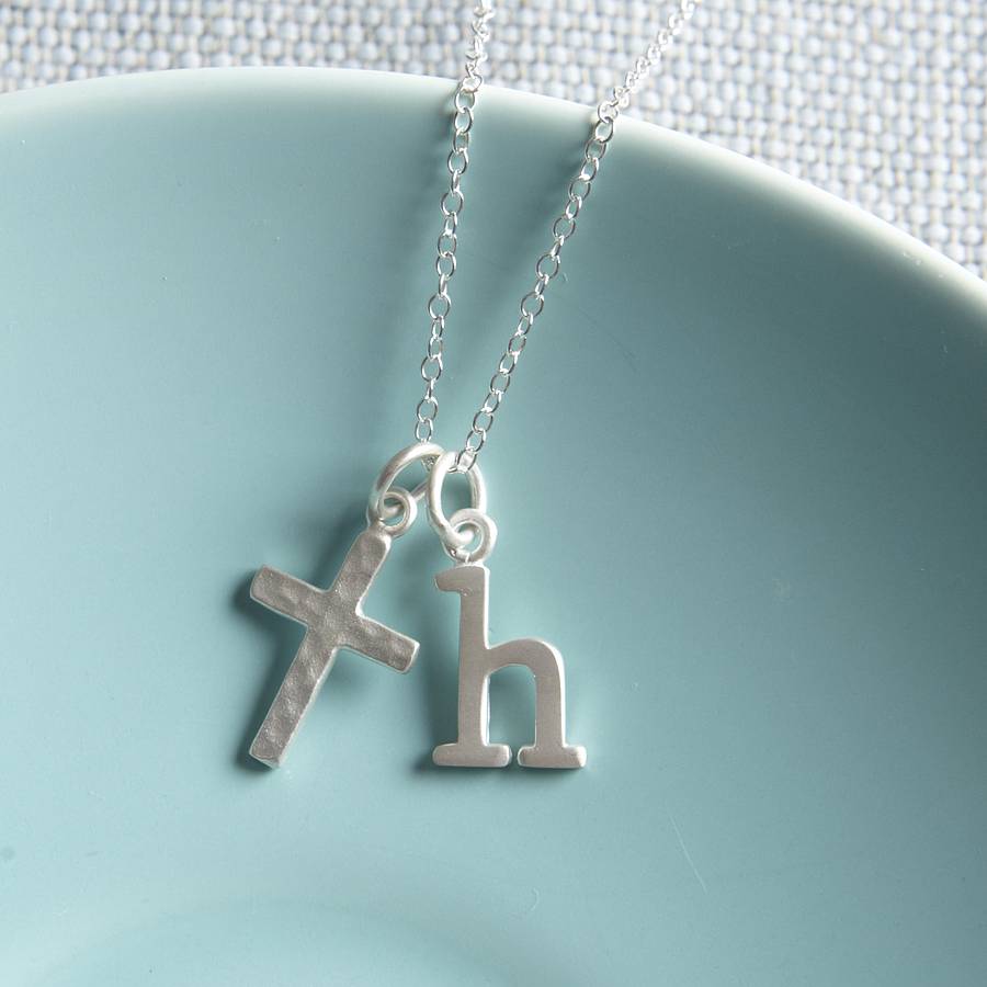 cross necklace with personalised gift message by lily charmed