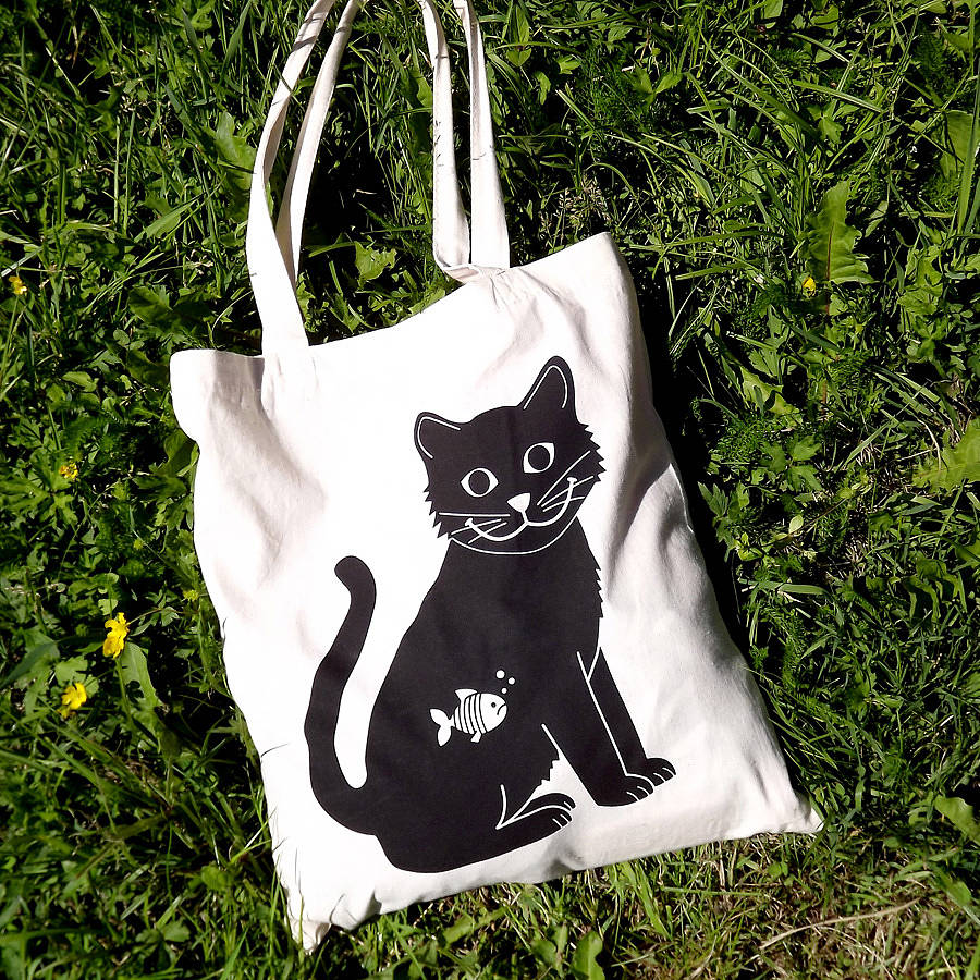 black cat tote bag by hello dodo | 0