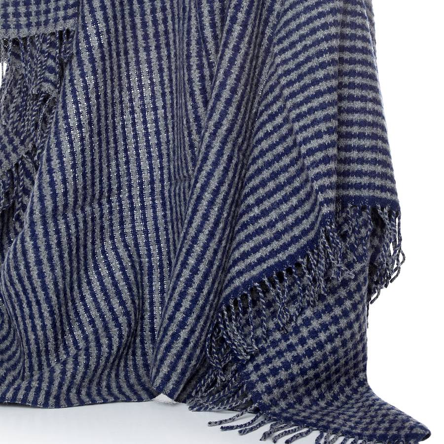 striped wool blue throw by dreamwool blanket co.