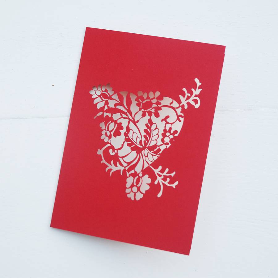 lace heart papercut greetings card by pogofandango