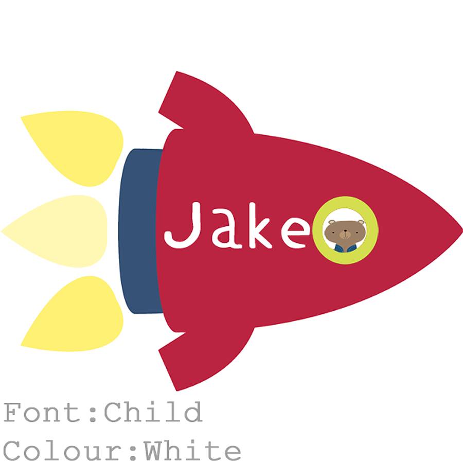 rocket name fabric wall stickers by littleprints