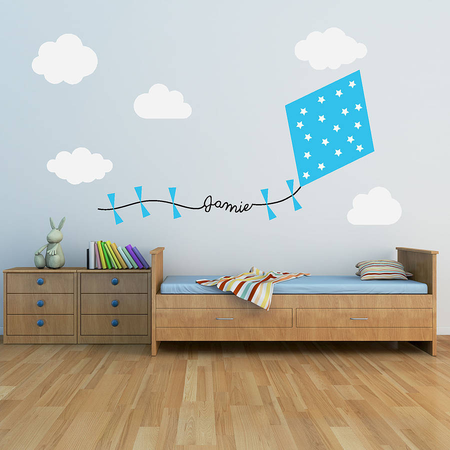 Personalised kite and clouds wall sticker by oakdene designs ...