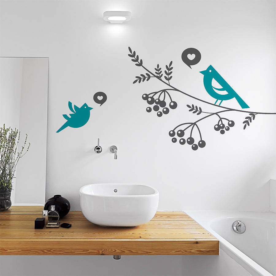 Lovebirds and tree branch wall sticker by sirface graphics ...