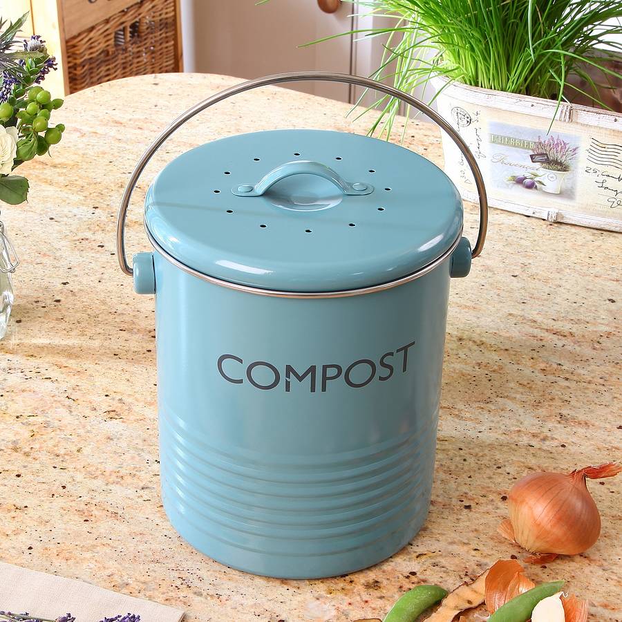 vintage blue compost caddy by dibor