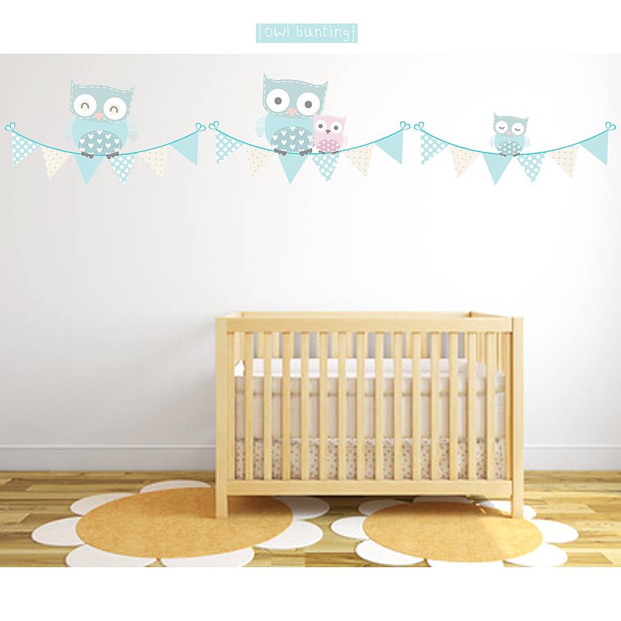 owl bunting fabric wall stickers by littleprints