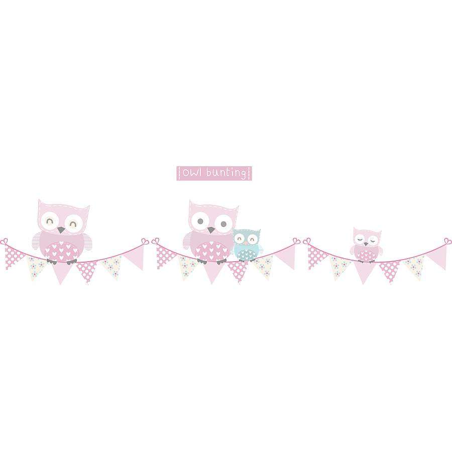 owl bunting fabric wall stickers by littleprints
