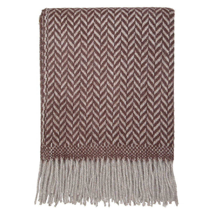 herringbone twill brown throw by dreamwool blanket co