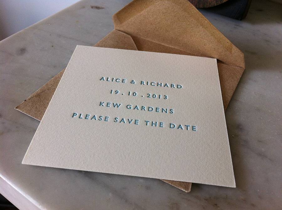 letterpress save the date card by little red press