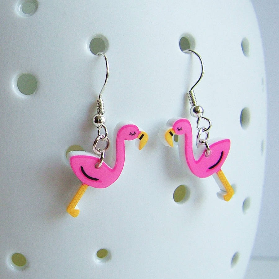 flamingo acrylic kitsch earrings by hoobynoo