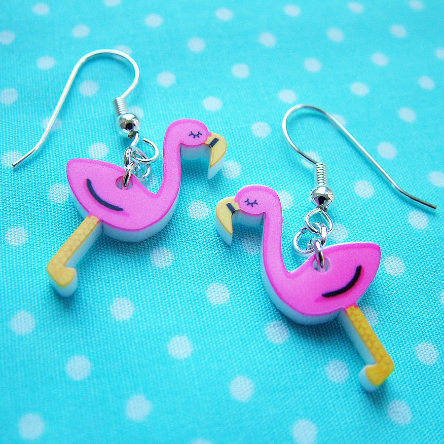 flamingo acrylic kitsch earrings by hoobynoo