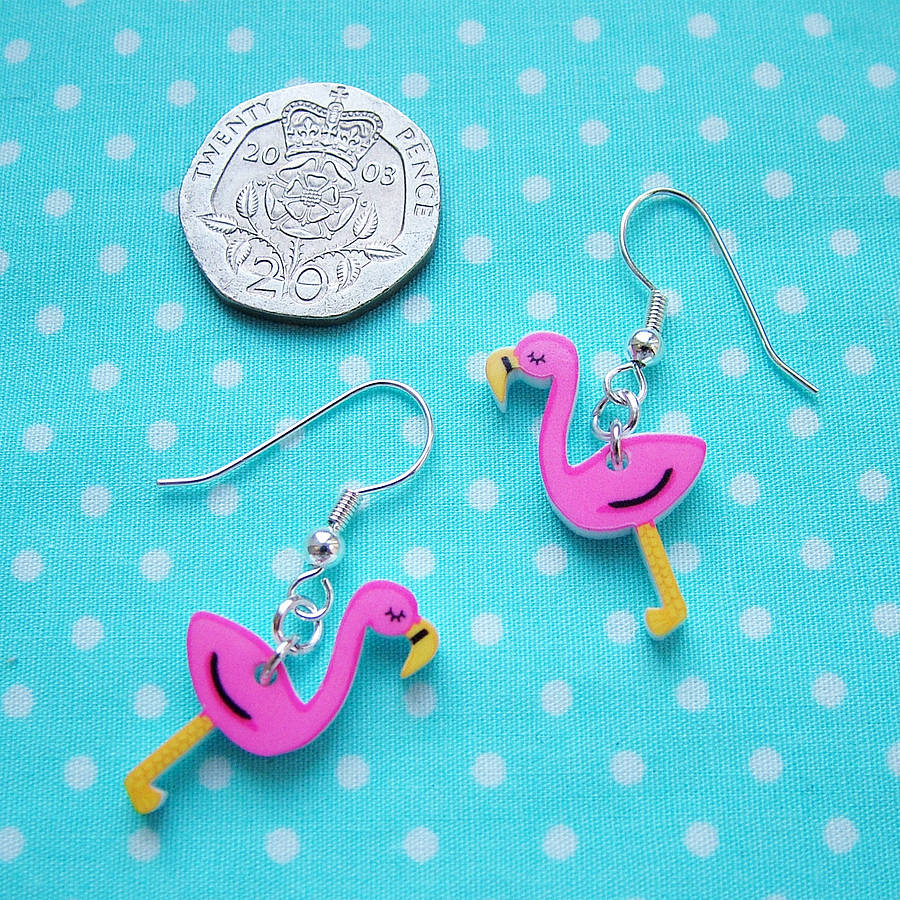 flamingo acrylic kitsch earrings by hoobynoo