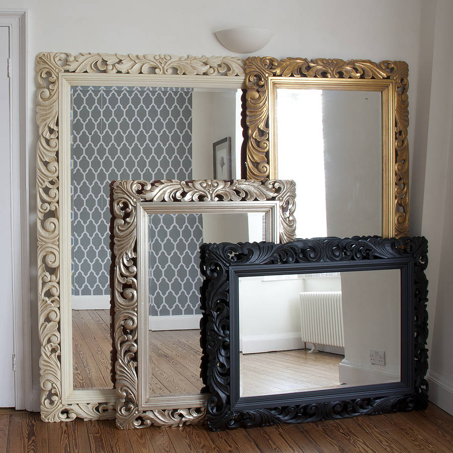 carved wood gilt silver mirror by decorative mirrors ...
