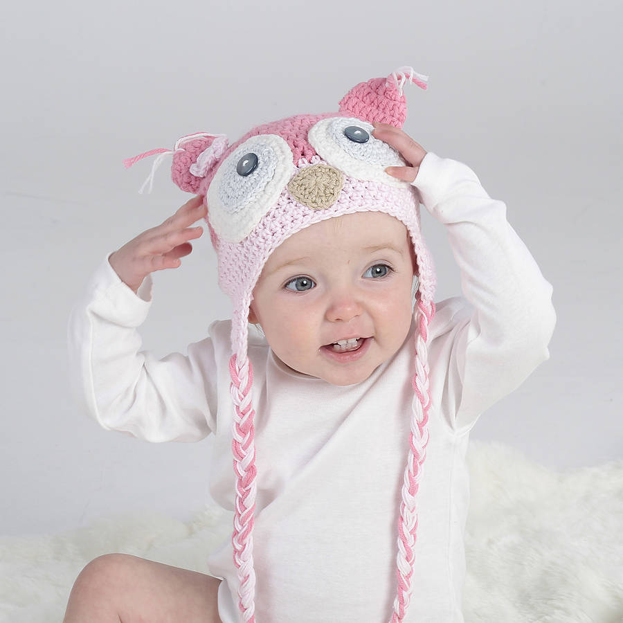 child's handmade pink owl hat by ruby & custard
