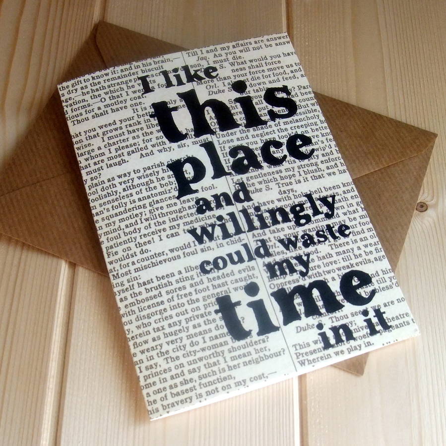 'with mirth and laughter' shakespeare birthday card by bookishly | notonthehighstreet.com