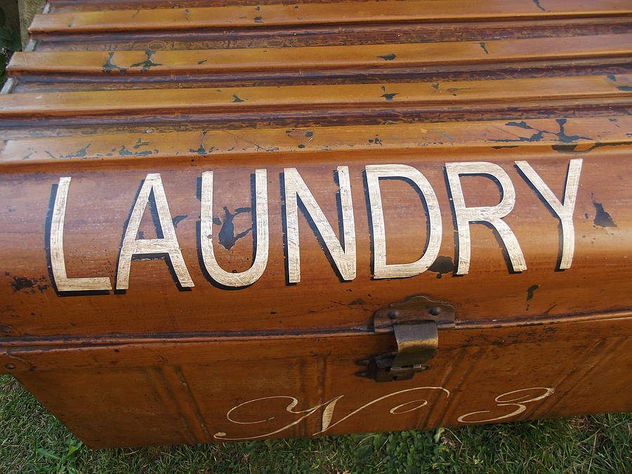 vintage laundry tin trunk by woods vintage home interiors