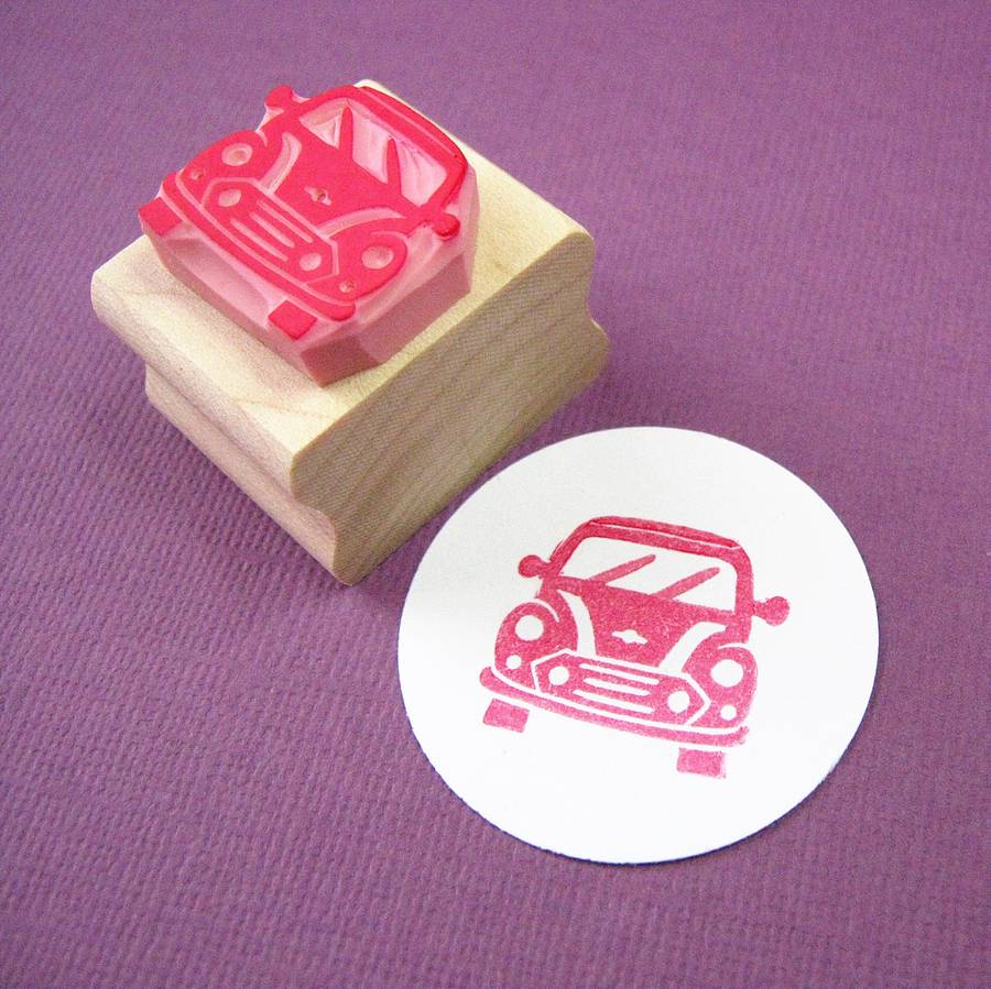 classic cars hand carved rubber stamps by skull and cross buns rubber