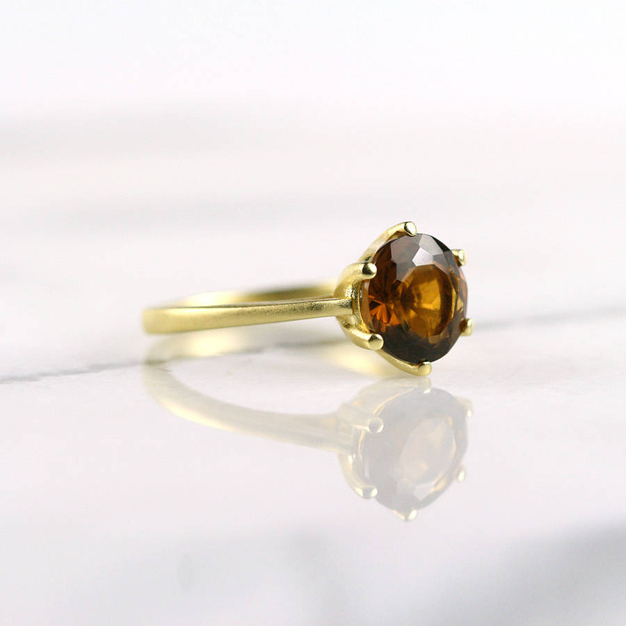 gold chocolate quartz gemstone ring by house of yve