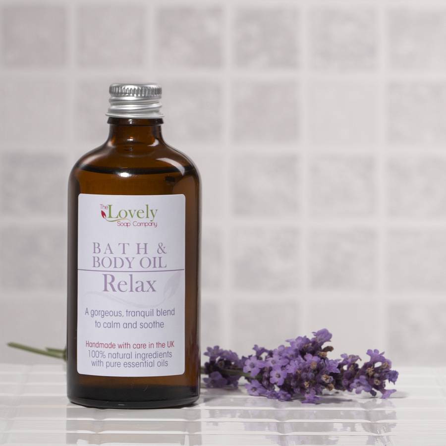 relax aromatherapy bath oil by lovely soap company