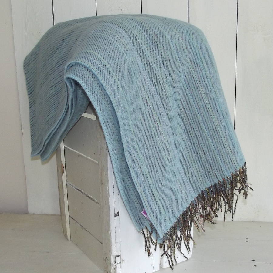 'sky blue' irish tweed wool throw by rustic country crafts