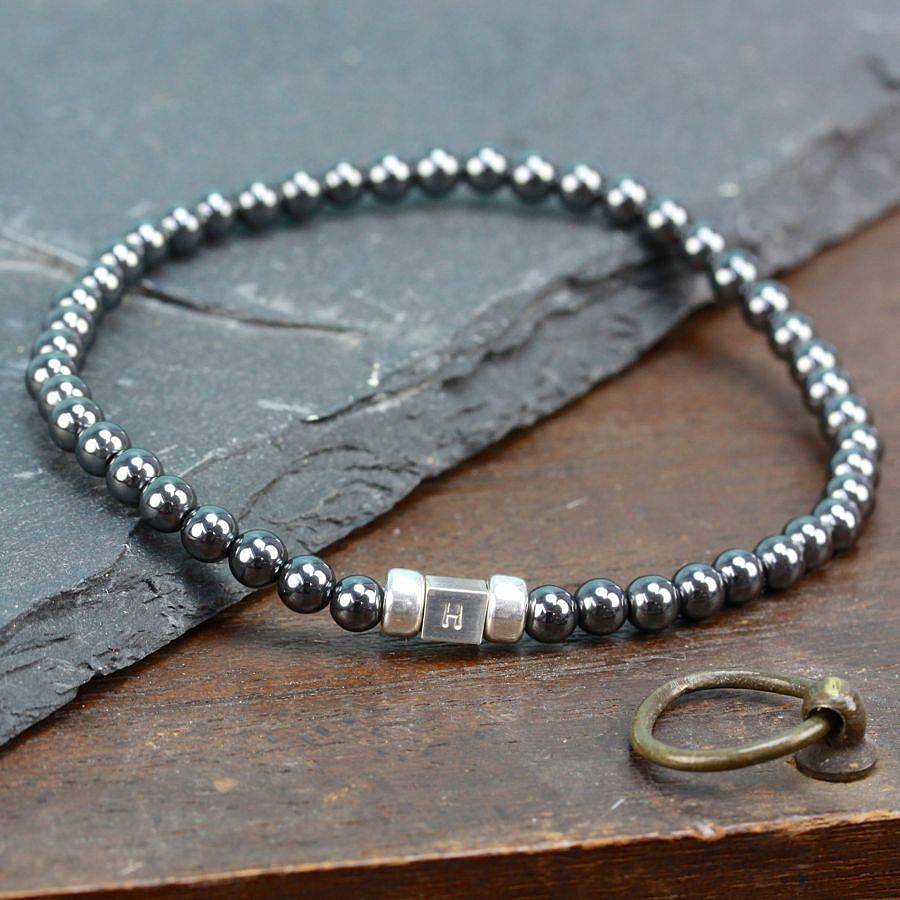 Personalised Men S Initial Hematite Bracelet By Lisa Angel Notonthehighstreet Com