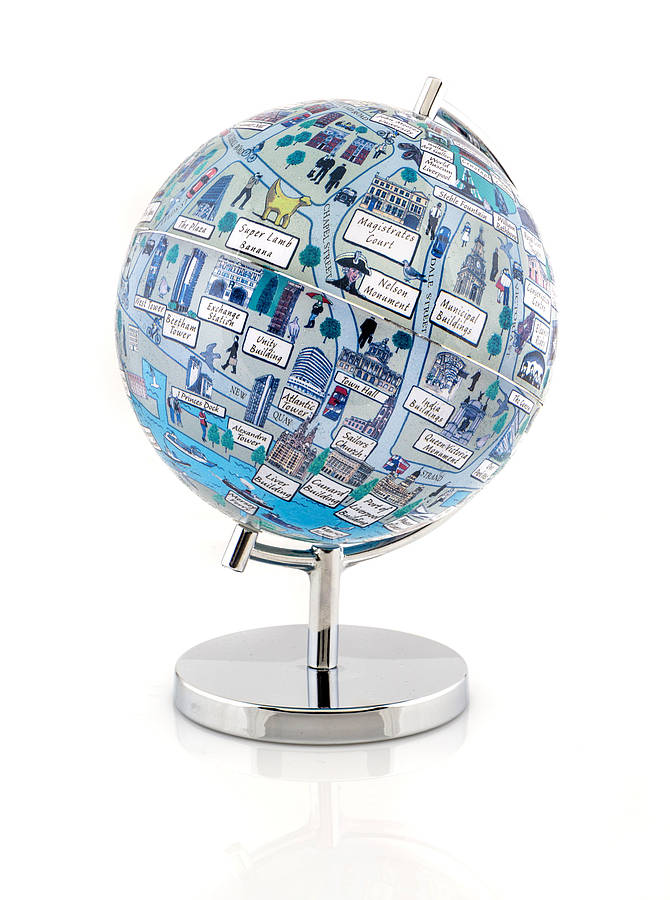 illustrated light up globe of liverpool by globee