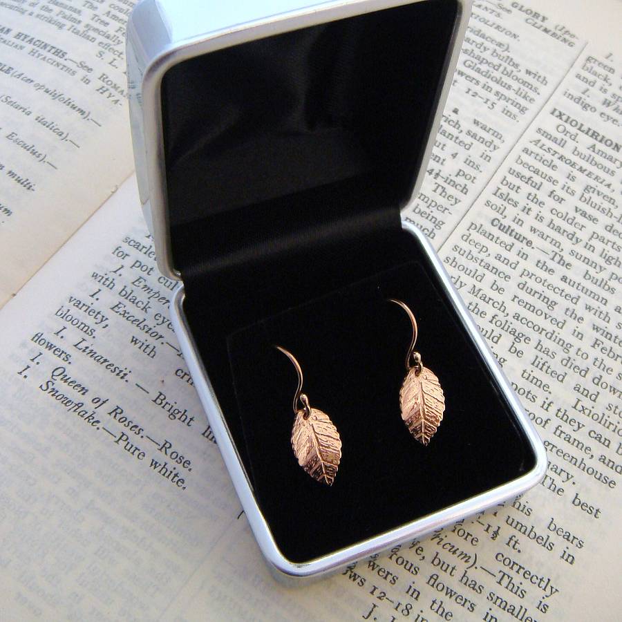 gold leaf earrings by heather scott jewellery